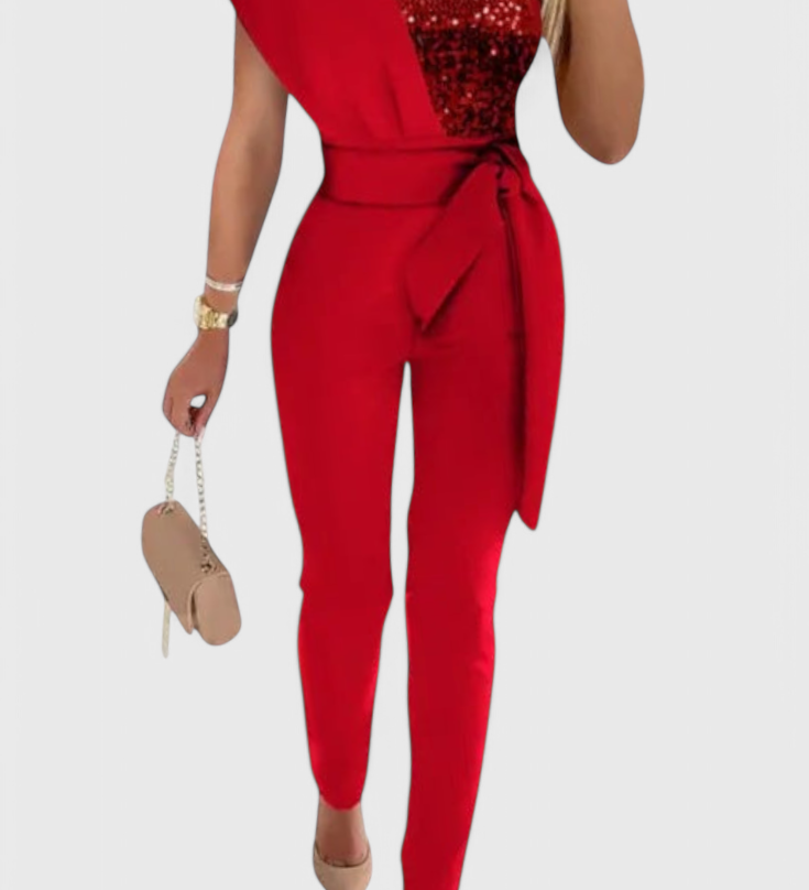 Elegante vestido de lentejuelas Monó Hombro Layla Mono