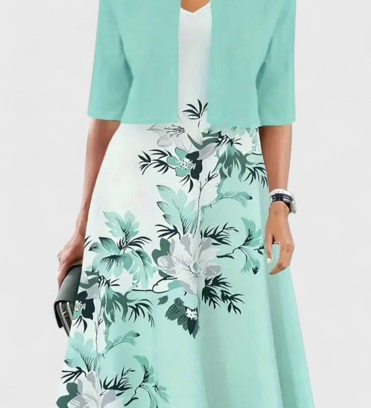 Elegante Conjunto de Vestido y Blazer Midi para un Estilo Sofisticado