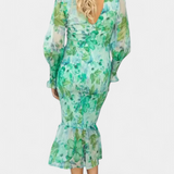 Vestido Midi Floral Carly con Cintura Fruncida y Mangas Vaporosas - Elegancia y Estilo para Cada Ocasión