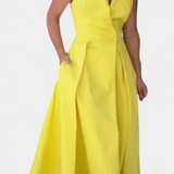 Vestido Blazer sin Mangas Beverly de Corte A y Botones - Elegancia y Estilo en Cada Detalle