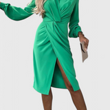 Lillian Vestido Midi Elegante con Detalle Corte para un look sofisticado