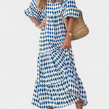 Aroa Vestido Boho con Encantador Estampado Artístico y Silueta Suelta y Cómoda