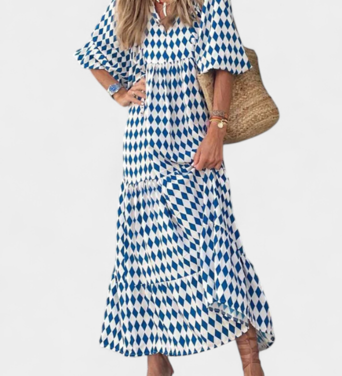 Aroa Vestido Boho con Encantador Estampado Artístico y Silueta Suelta y Cómoda