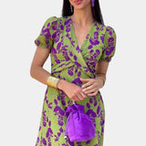 Elara Vestido Maxi con Elegante Nudo Frontal y Encantador Estampado Floral