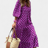 Aroa Vestido Boho con Encantador Estampado Artístico y Silueta Suelta y Cómoda