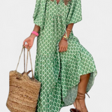 Aroa Vestido Boho con Encantador Estampado Artístico y Silueta Suelta y Cómoda