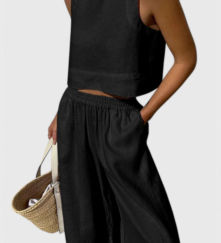 Avelina Conjunto Minimalista de Algodón y Lino Ligero para un Estilo Sofisticado
