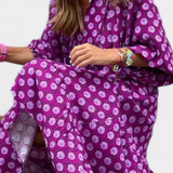 Aroa Vestido Boho con Encantador Estampado Artístico y Silueta Suelta y Cómoda