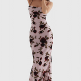 Irina Vestido Deslizante con Encantador Estampado Floral y Elegante Espalda Descubierta