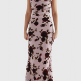 Irina Vestido Deslizante con Encantador Estampado Floral y Elegante Espalda Descubierta