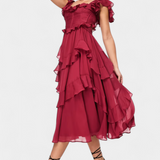 Vestido Midi Natalie Radiante con Caída Suave y Silueta Femenina para un look Elegantemente Chic