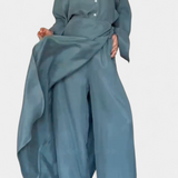 Conjunto Casual de Camisa Suelta y Pantalón con Falda - Estilo y Comodidad en un Solo Look