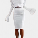 Conjunto de Moda Minerva con Encaje y Falda de Cintura Alta - Elegancia y Estilo En Cada Detalle