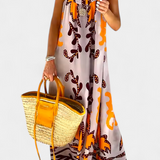 Vilma Vestido de Fiesta con Encantador Estampado Tropical y Elegante Espalda Descubierta