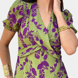 Elara Vestido Maxi con Elegante Nudo Frontal y Encantador Estampado Floral