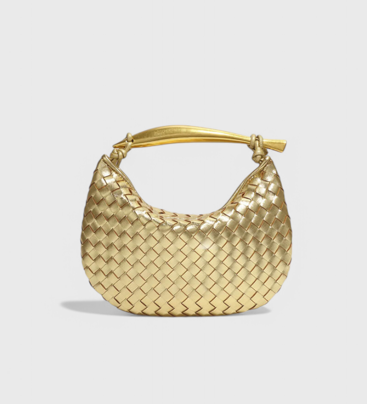 Elegante Bolso Gerda de Tejido con Asa Dorada para un Look Sofisticado