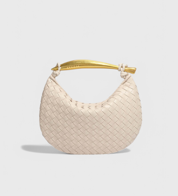 Elegante Bolso Gerda de Tejido con Asa Dorada para un Look Sofisticado