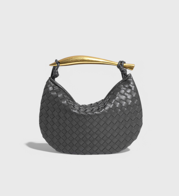 Elegante Bolso Gerda de Tejido con Asa Dorada para un Look Sofisticado