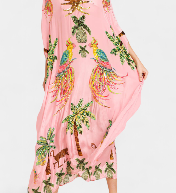Evangeline Vestido Estampado con Elegantes Hombros Caídos