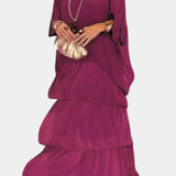 Elegante vestido maxi Caroline con volantes y mangas murciélago para un estilo sofisticado