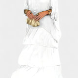 Elegante vestido maxi Caroline con volantes y mangas murciélago para un estilo sofisticado