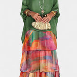 Vestido Maxi Caroline de Estampado con Mangas Batwing para un Estilo Elegante