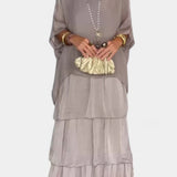 Elegante vestido maxi Caroline con volantes y mangas murciélago para un estilo sofisticado
