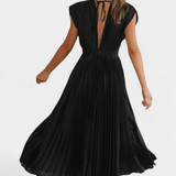 Vestido Mireia de Pliegues con Escote Drapeado y Cintura Alta para un Estilo Elegante