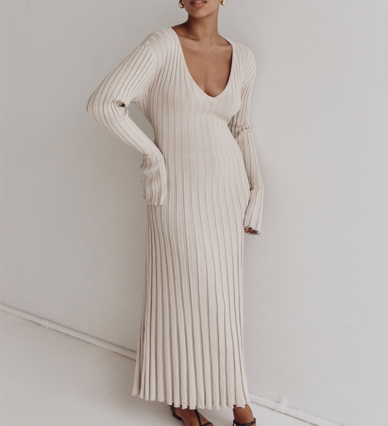 Darla Vestido de Punto Acanalado con Cinturón - Elegancia y Estilo en Cada Detalle