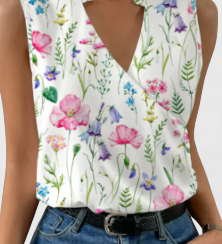 Yariela Top de Verano Suave con Elegante Escote en V