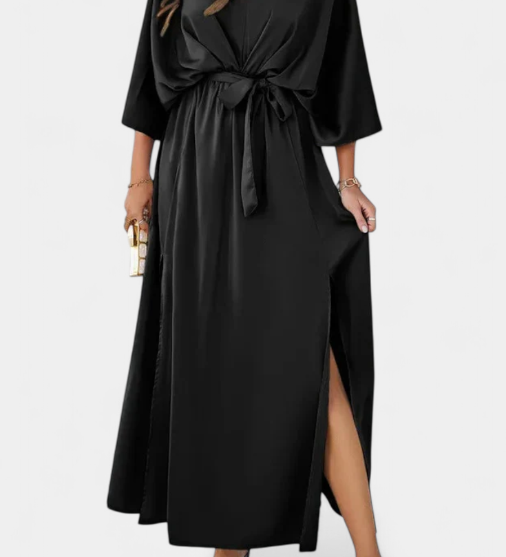 Vestido Elegante Milly con Abertura y Lazo – Perfecto para ocasiones especiales