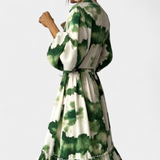 Elegante vestido maxi de manga larga con escote en V para ocasiones especiales