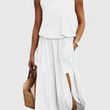 Dianne Vestido sin mangas de silueta holgada con abertura lateral para un estilo cómodo y elegante