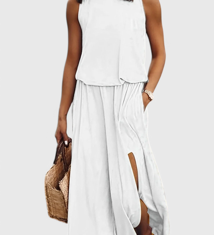 Dianne Vestido sin mangas de silueta holgada con abertura lateral para un estilo cómodo y elegante