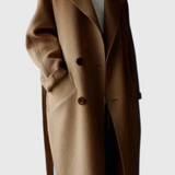Elegante abrigo largo de mezcla de lana clara para un estilo atemporal