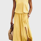 Dianne Vestido sin mangas de silueta holgada con abertura lateral para un estilo cómodo y elegante