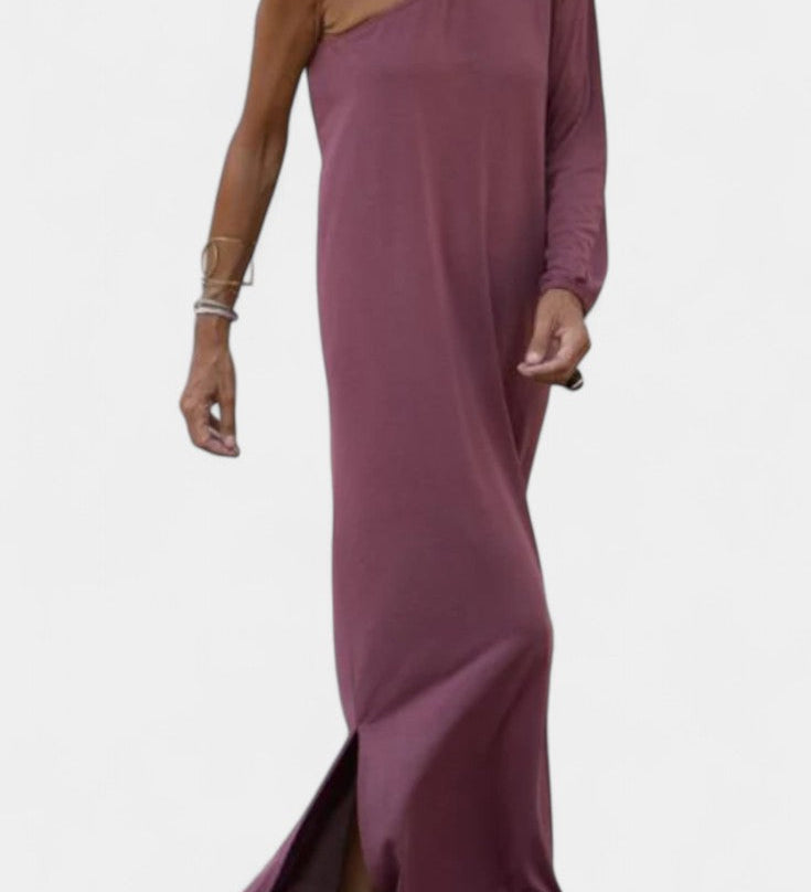 Vestido Midi Elegante Maddie de Un Solo Hombro para una Look Sofisticado