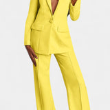 Conjunto de Blazer a Medida y Pantalones de Pierna Ancha de Estilo Elegante y Moderno