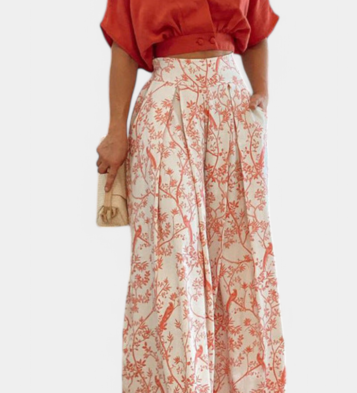 Conjunto Olivia Boho con Cuello en V y Pierna Ancha para un Estilo Unico