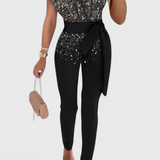 Elegante vestido de lentejuelas Monó Hombro Layla Mono