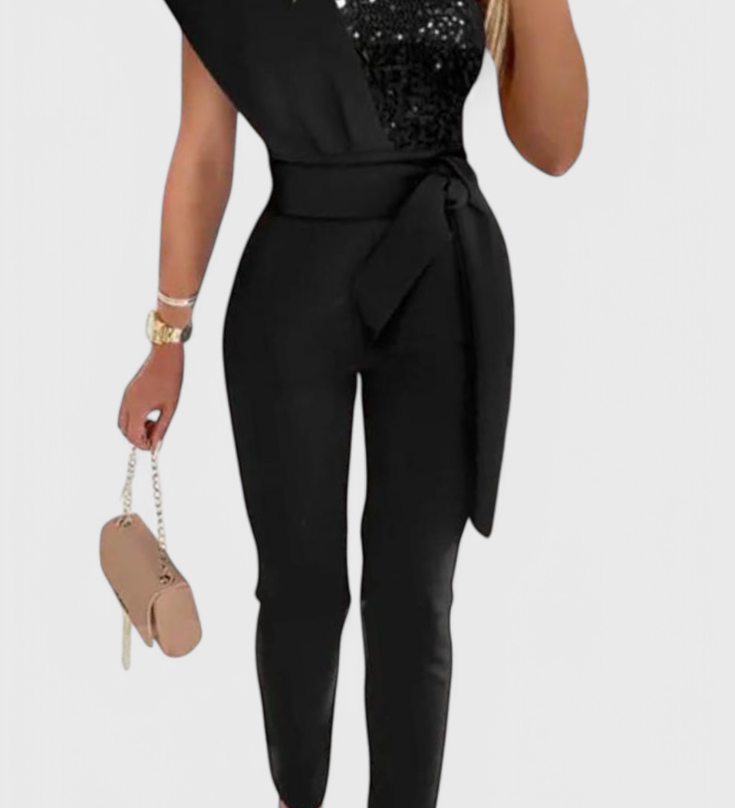 Elegante vestido de lentejuelas Monó Hombro Layla Mono