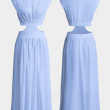 Elegante Conjunto Largo Jocelyn con Escote Alto y Detalle de Abertura Lateral para un look Minimalista y Sofisticado