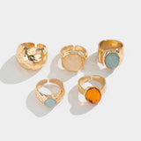 Elegante conjunto de anillos abiertos con brillante detalle de Strass