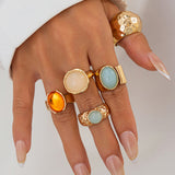 Elegante conjunto de anillos abiertos con brillante detalle de Strass