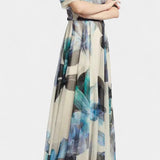 Sanaa Vestido Asimétrico de Un Hombro con Elegante Estampado Floral Abstracto