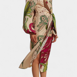 Fana Vestido Cruzado con Estampado Floral y Lazo Ajustable en la Cintura