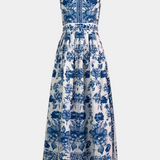 Vestido A-Line con Estampado Floral y Cuello Solapa Shante