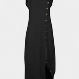 Vestido Asimétrico de Aphrodite con Elegantes Botones Dorados Decorativos