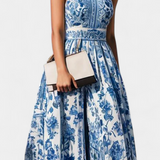 Vestido A-Line con Estampado Floral y Cuello Solapa Shante