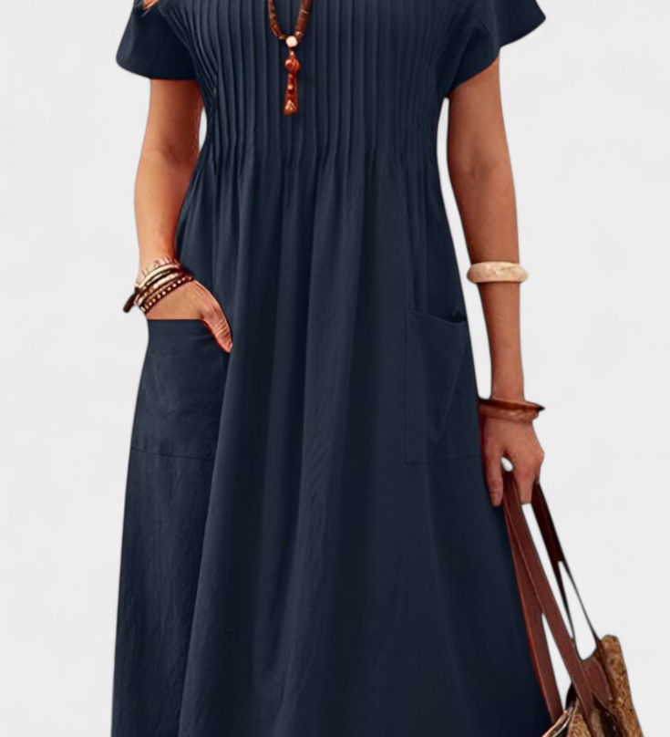 Vestido Lottie de longitud media con bolsillos para un estilo elegante y cómodo